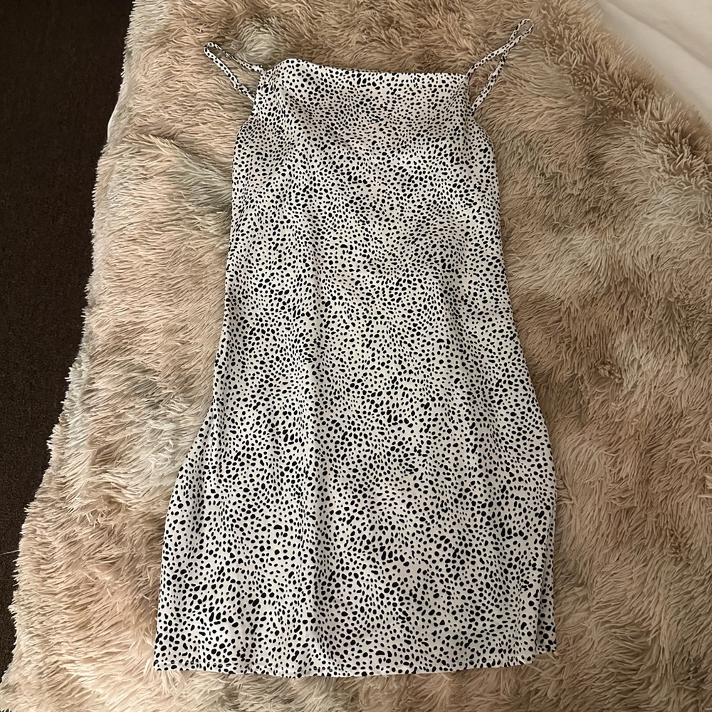 SHEIN Black and White Spotted Midi Dress